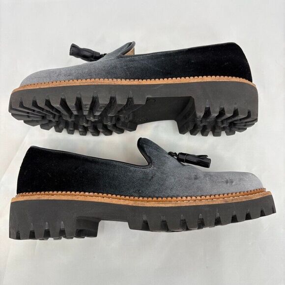 Jon Josef Gogo Gray Velvet Tassel Loafers, Size 37 EU (7 US), Old Money Academia - Picture 3 of 11